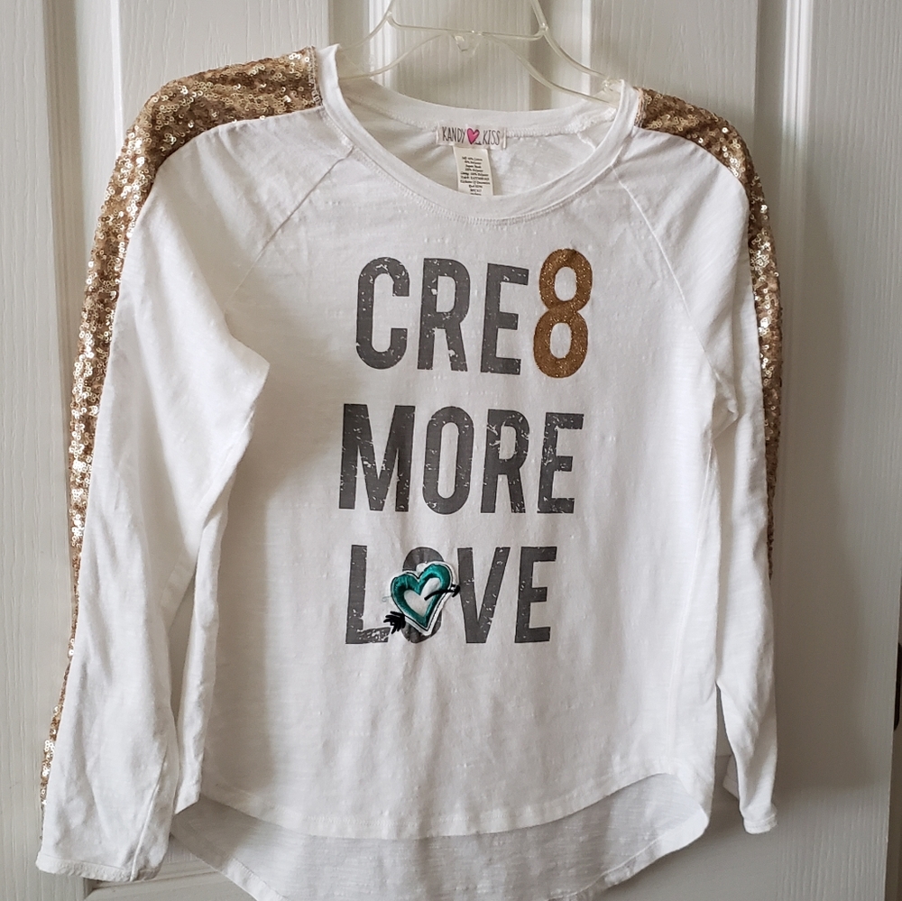 Kandy Kiss Sequin Long Sleeve Top Cre8 More Love. Sz Large